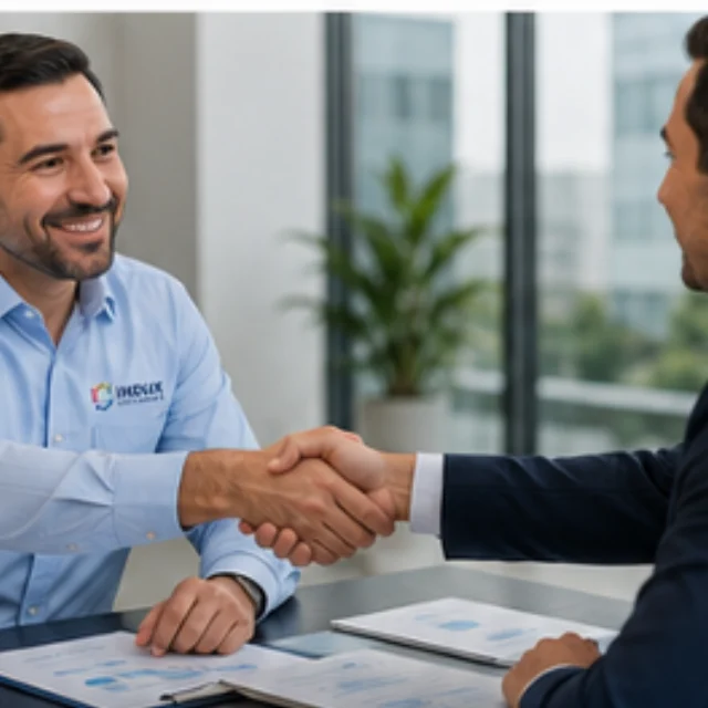 Ejecutivos fortaleciendo la confianza de un cliente